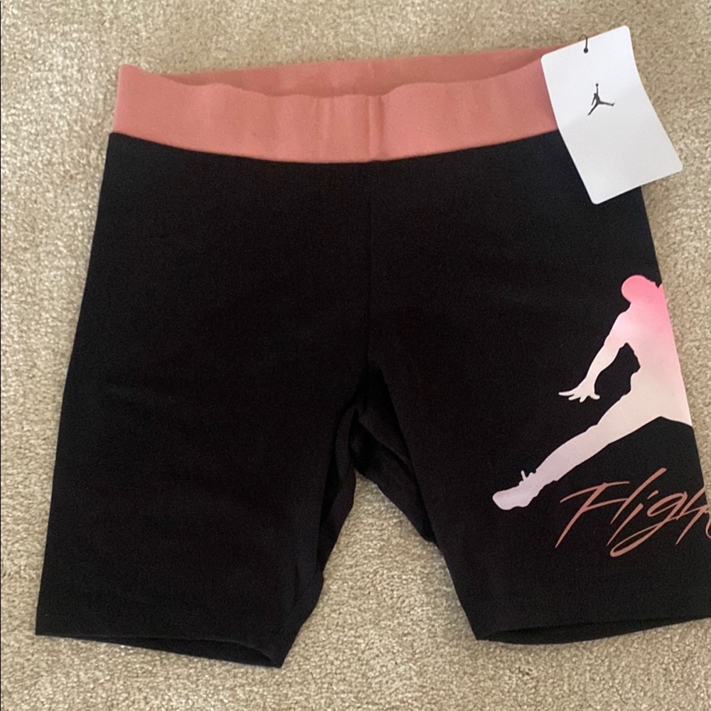 Girls Jordan Black and Pink Flight Shorts
